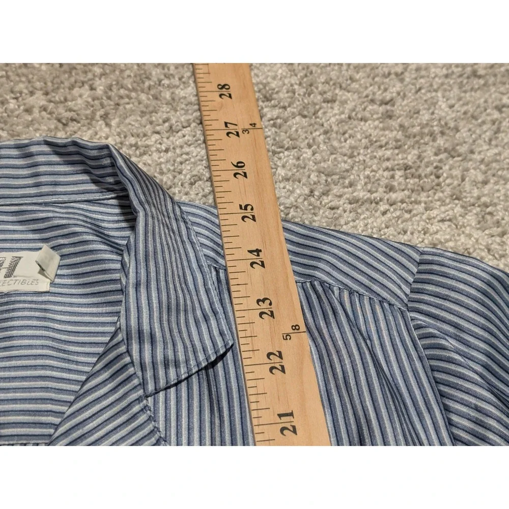 JH Collectibles Vintage Blue White Striped Button Up Blouse Womens 6 Long Sleeve